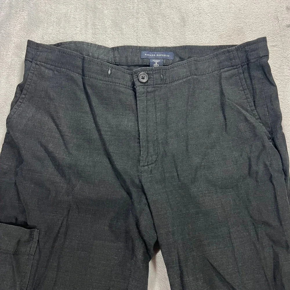 BANANA REPUBLIC Cargo Pants Womens 6 Black Soft Stretch Linen Vintage Y2K 2000s